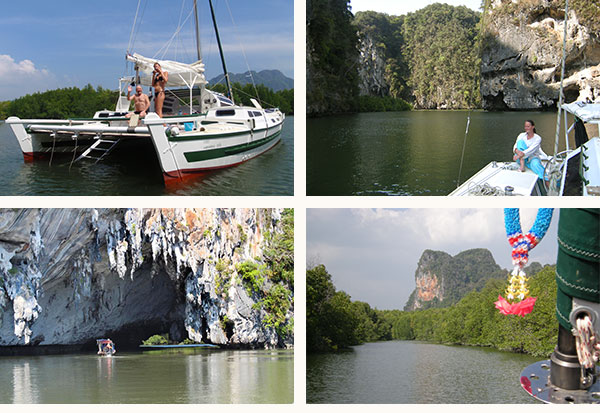 adventure cruise on bareboat catamaran on the river of Raya